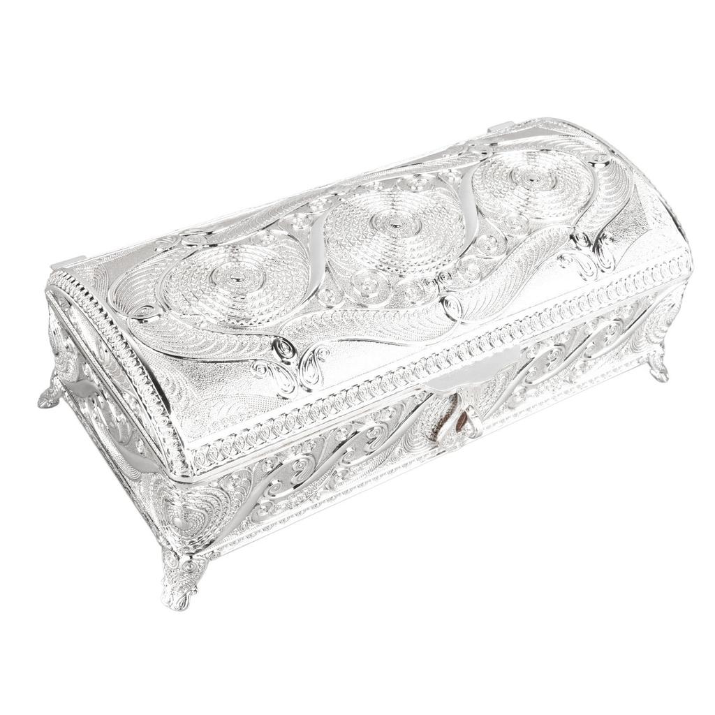 Vintage Jewelry Box Elegant Colorfast Alloy Rustproof Soft Lining Trinket Storage Box for Family Decor
