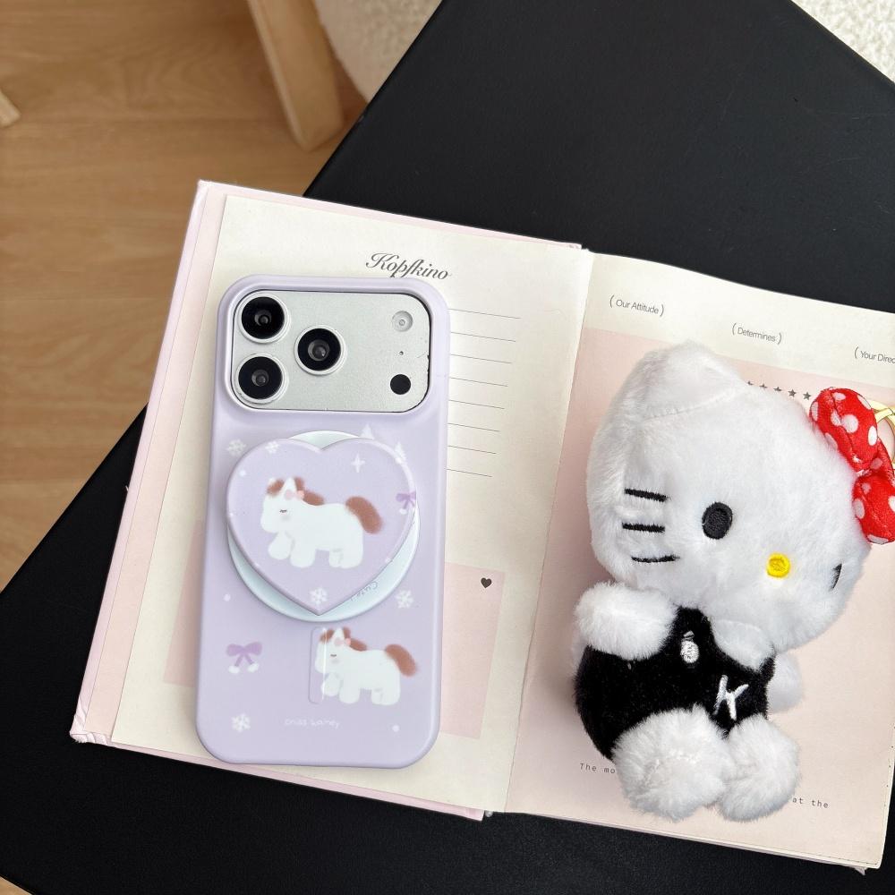 Rubber Fruit Ins Gentle Girl Graffiti Gloves Pony Magnetic Case for iPhone17pro Mobile Phone Case Apple 16promax Matte Film Case 15 Anti-drop