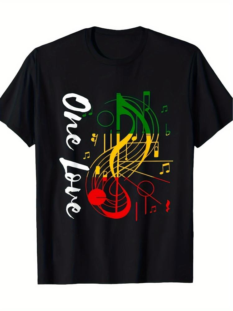 

Reggae Graphic- One Love Rastafari pattern design -100% cotton summer casual O-neck short-sleeved men s printed T-shirt. - Me... S разноцветный