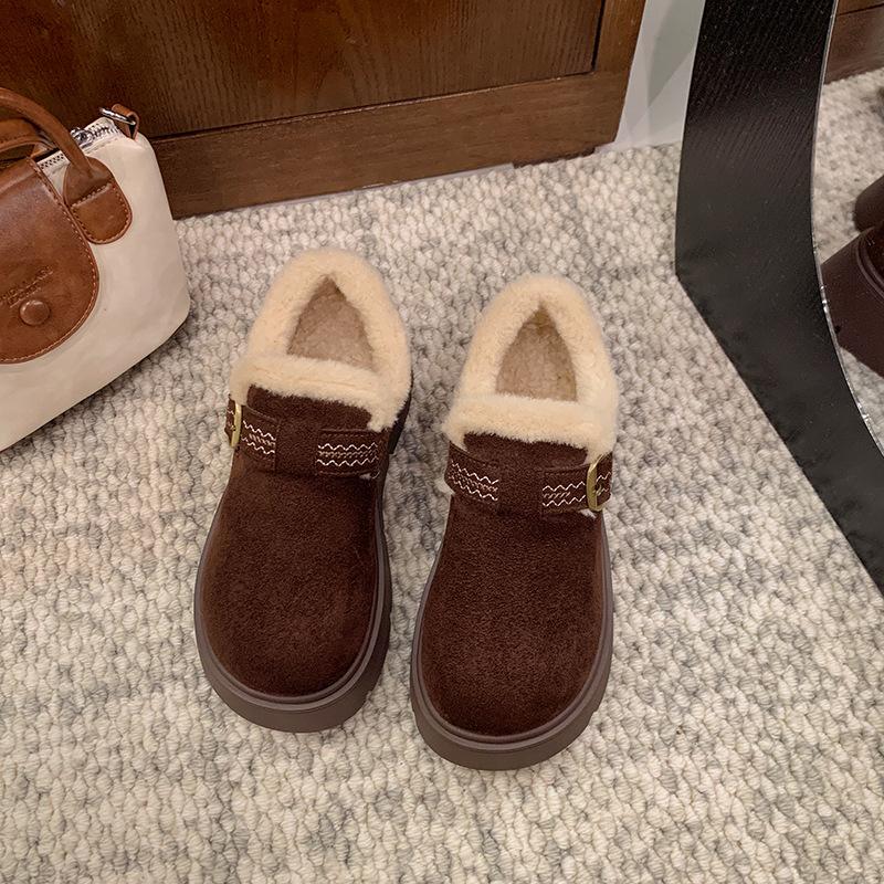 

Интернет-знаменитость ретро платформа на танкетке хлопковые туфли женские зима 2025 новые набивные утолщенные теплые шерстяные туфли Birkenstock 40 коричневый