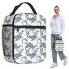 Cartoon Weißer Hai Isoliertische Lunchtasche für Kinder Schul-Kühlbox Thermische Lebensmittelbox Tragetasche Auslaufsichere Lunchboxen Behälter