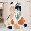 Women Plus Size V Neck Long Sleeve Abstract Printed Belted A Line Flared Midi Dress