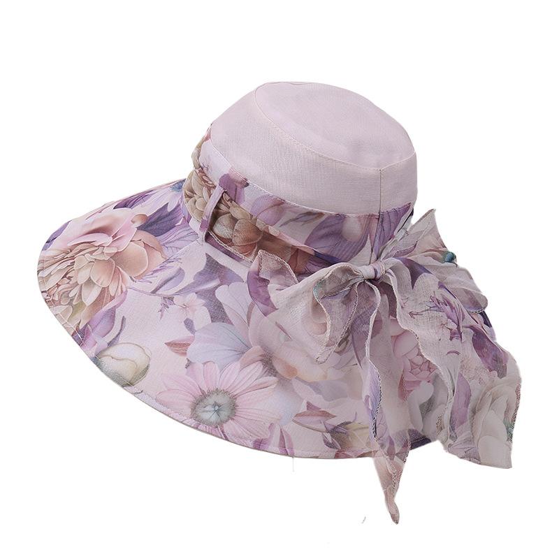 New Hat Women'S Large Brimmed Sunscreen Sun Hat Flower Versatile Look Young Age Reducing Hat Leisure Sunscreen Hat