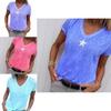 Stylish Women V-neck T-shirt Casual Loose Star Summer Shirts Solid Short Sleeve Perfect For Outdoor Activities