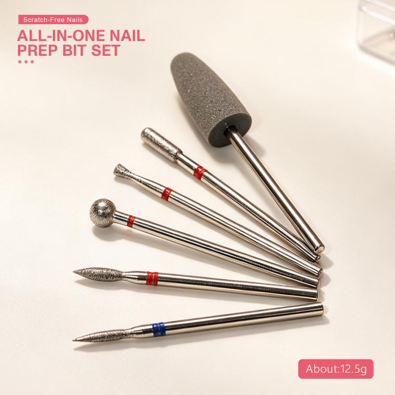 6Pcs Diamond Sand Nail Drill Bits Multi Functional Cuticle Polishing Set for Electric Manicure File Nail Care Routine Use