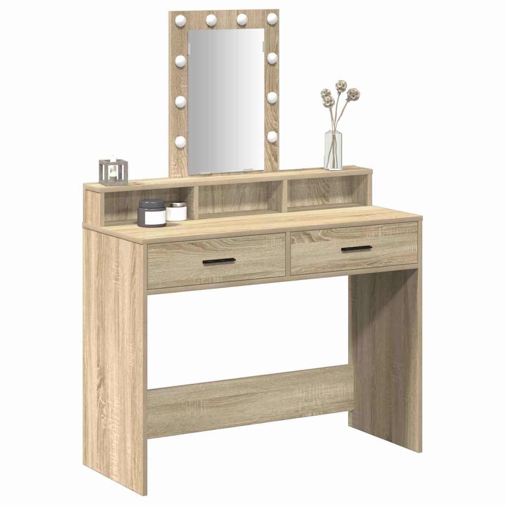 Makeup Table with Storage Brown 100 x 41 x 140 cm Engineered Wood
