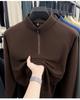 Men's Double-Sided German Fleece Hoodie with Half-High Collar, Zipper, Autumn/Winter Fashionable Outerwear.