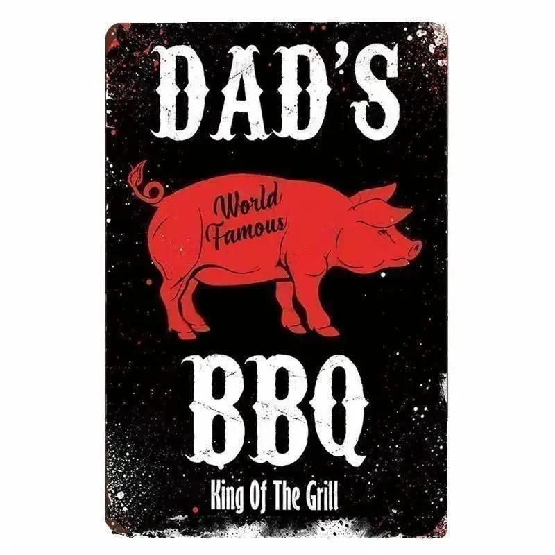 Panneau Barbecue des Pères de Jardin Roi du Grill Vintage Plaque Métallique Boîte de Conserve Bar Pub Décoration de Jardin Plaque Murale BBQ de Papa Chillin&Grillin Plaque Rétro