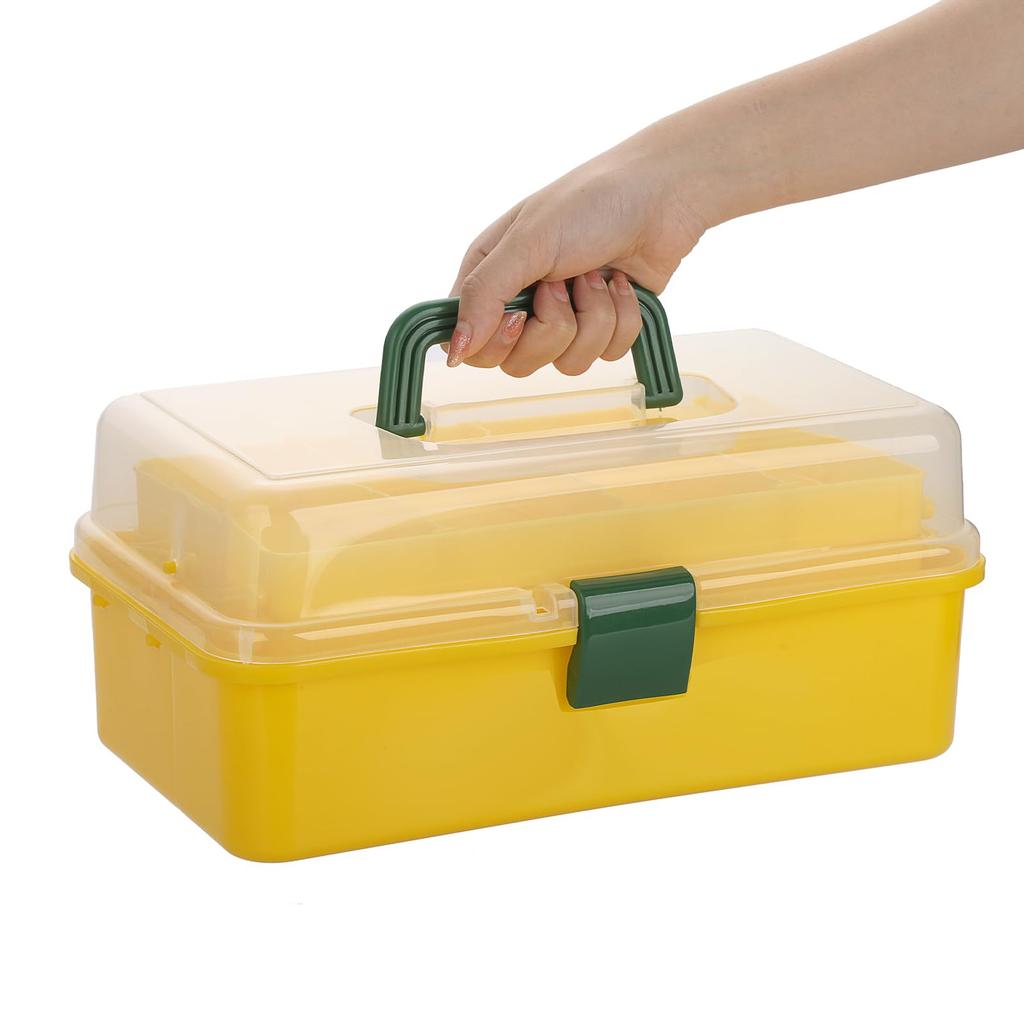 Sumnacon Large Capacity Foldable Storage Storage Box with Adjustable for Home and Car Use Toolbox, Three-Tier Box, Multi-Function Spacing, Handles,