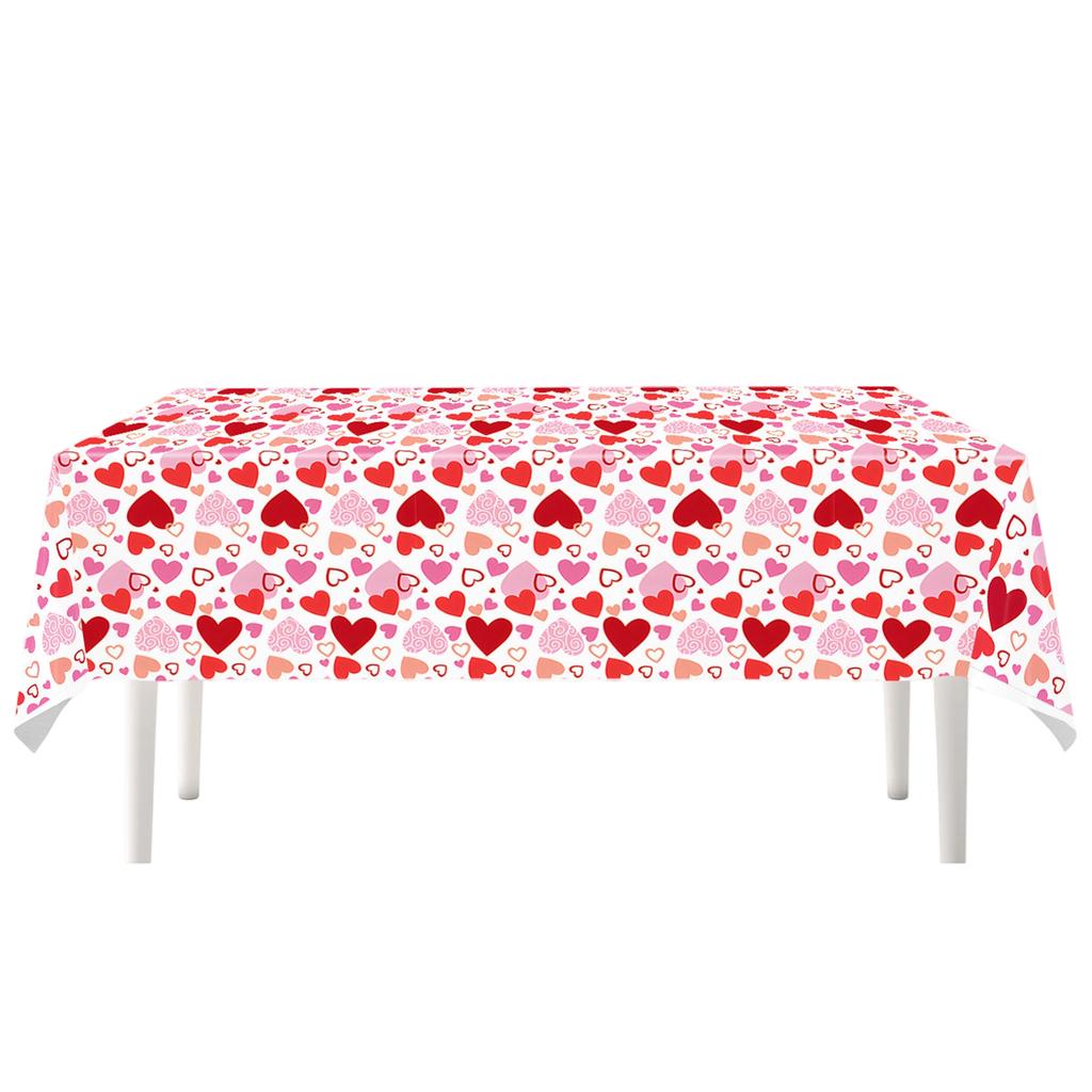 Valentine's Day Themed Disposable Heart-shaped Party Tablecloth.