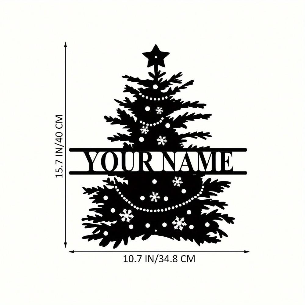 Custom Metal Christmas Tree Wall Decor, Personalized Text Sign, Holiday Art for Living Room Bedroom Kitchen, Xmas Gift