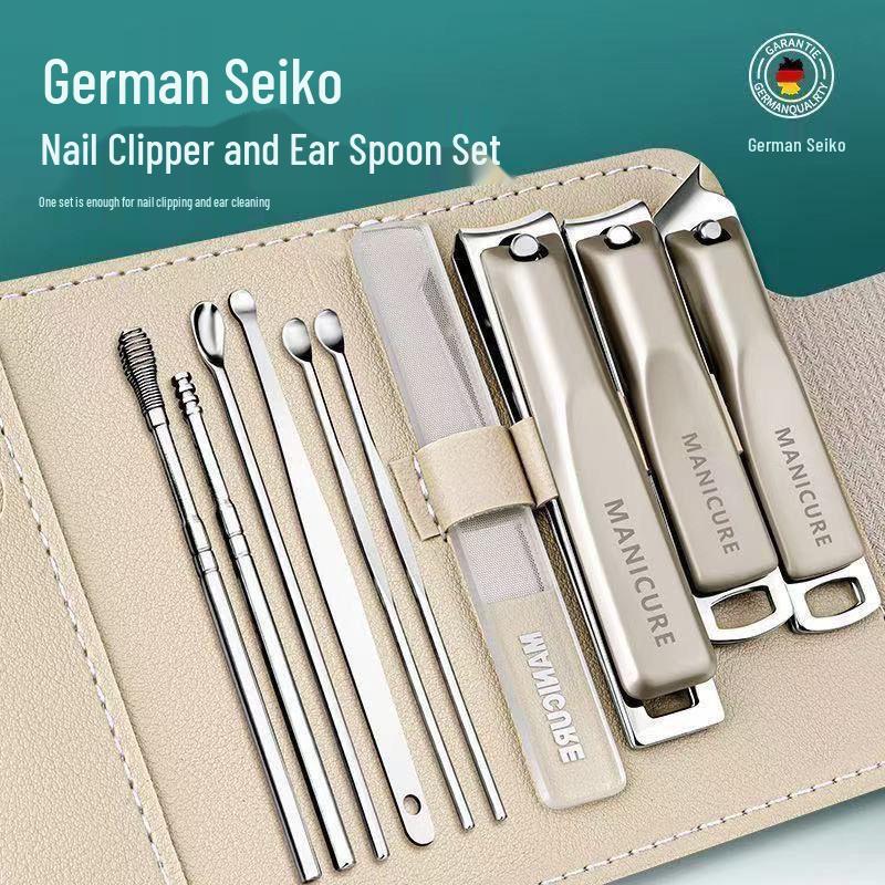 Precision German Nail Clippers Set: Men's & Women's Home Manicure Tools with Angled Nail File