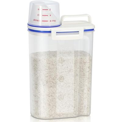 Food Storage Rice Jar 4 Lb 1/2 Kg Rice Dispenser with Measuring Cup, BPA Free Plastic Kitchen Food Storage Rack for Oatmeal