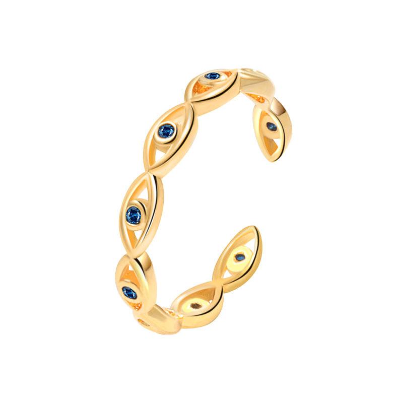 Evil Eye Open Ring For Women Luxury Zircon Minimalist Pinky Ring Chic Niche Design Jewelry