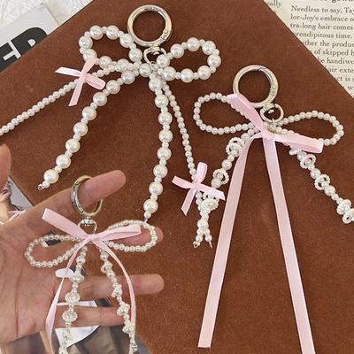 2025 neue Koreanische Mode Süße Perle Bogen Keychain Herz Anhänger Schlüsselring Y2K Ins Ästhetischen Halter für Mädchen Tasche Anhänger Zubehör