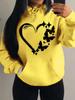 European & American Style Love Heart Butterfly Print Women's Hooded Sweatshirt - Trendy Street Style Pullover