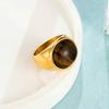 Vintage Tiger'S Eye Ring Saturn Ins Wind Girl Niche Design Ring Titanium Steel Jewelry Premium Durable Quality