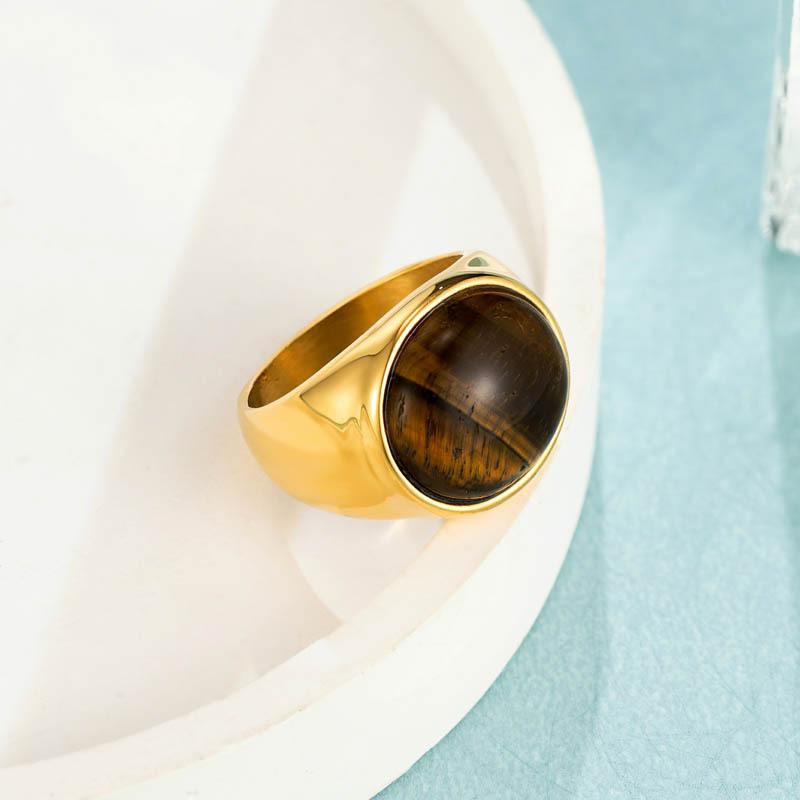 Vintage Tiger'S Eye Ring Saturn Ins Wind Girl Niche Design Ring Titanium Steel Jewelry Premium Durable Quality