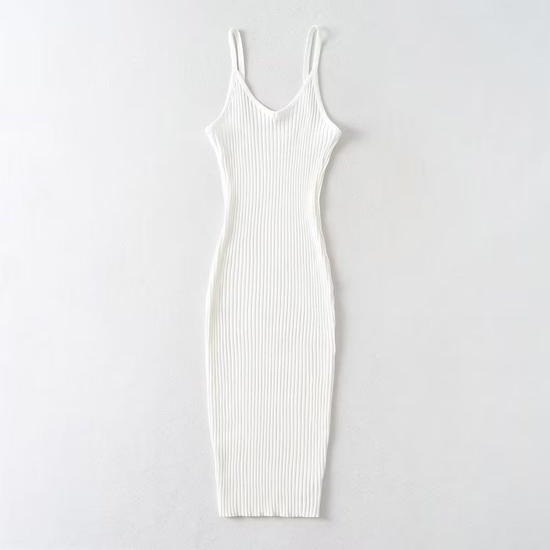 

Women s New Fashion Wind Rib Dress Camisole White L
