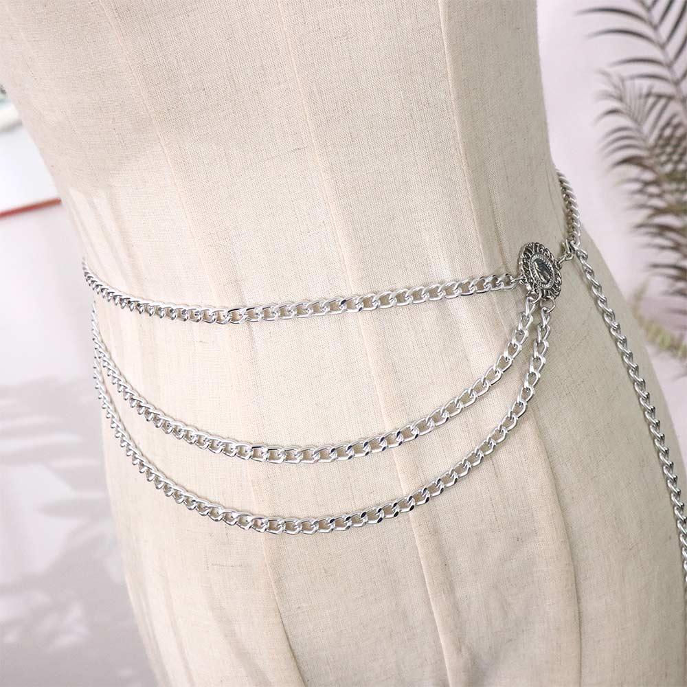 Clothes Decoration Zinc Zinc Alloy Chains Adjustable Aluminum Chain Waist Chain Women Body Chain Metal Belts