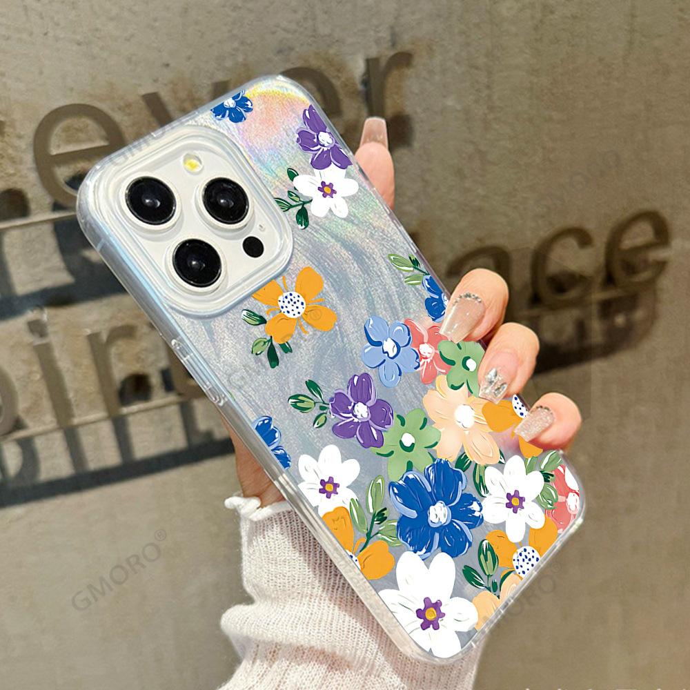 Oil Painting Style Simple Flower 15pro Hot-selling Apple 17promax Protective Case iPhone13 Mobile Phone Case