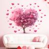 Romantic Pink Heart Tree Wall Sticker Self-Adhesive Removable for Bedroom Living Room Home Decor