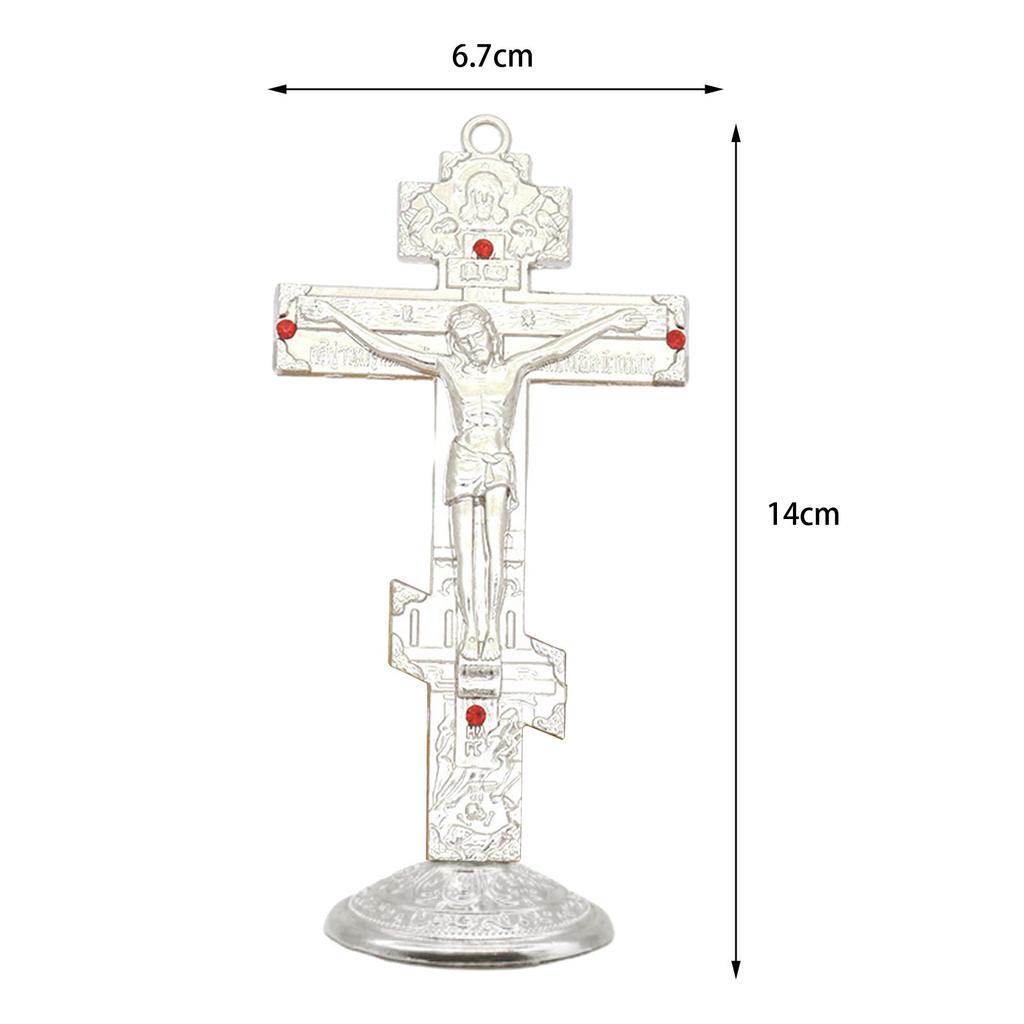 Jesuskreuz für den Schreibtisch aus Metall mit Sockel, Tischdekoration, christliche Haushaltswaren, Gebetsutensilien, Tischkreuz, katholisch