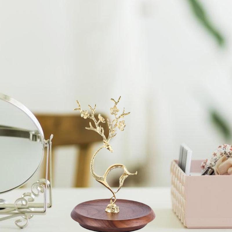 Elegant Deer Desktop Jewelry Organizer Decorative Multi Layer Storage Rack for Necklaces Earrings Bracelets and Rings