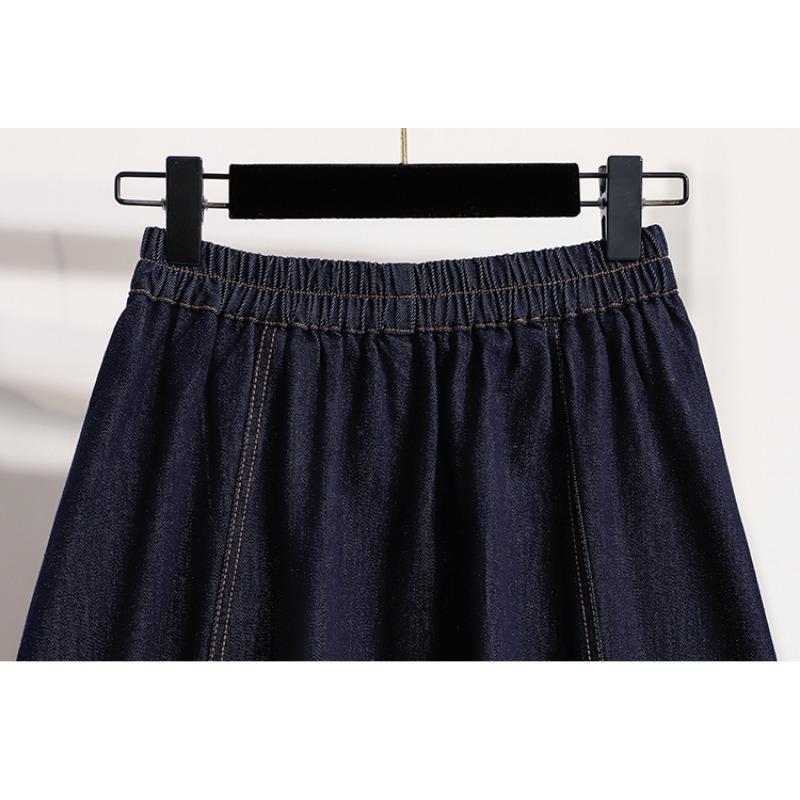 DIMANAF 2026 Plus Size Summer Women Skirts Denim Blue Fashion Jeans Lady High Waist Casual Elegant Long Skirt