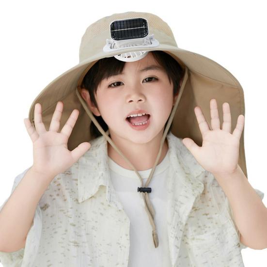 Kinder-Solar-Ventilator-Hut mit Nackenklappe, UV-Schutz-Hut mit Kühlventilator, wiederaufladbar, atmungsaktiv, Sommer, Jungen und Mädchen, Outdoor, Sonnenhut mit breiter Krempe