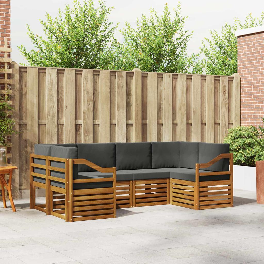 Corner Sofa Set with Cushions 6 pcs Natural and Anthracite