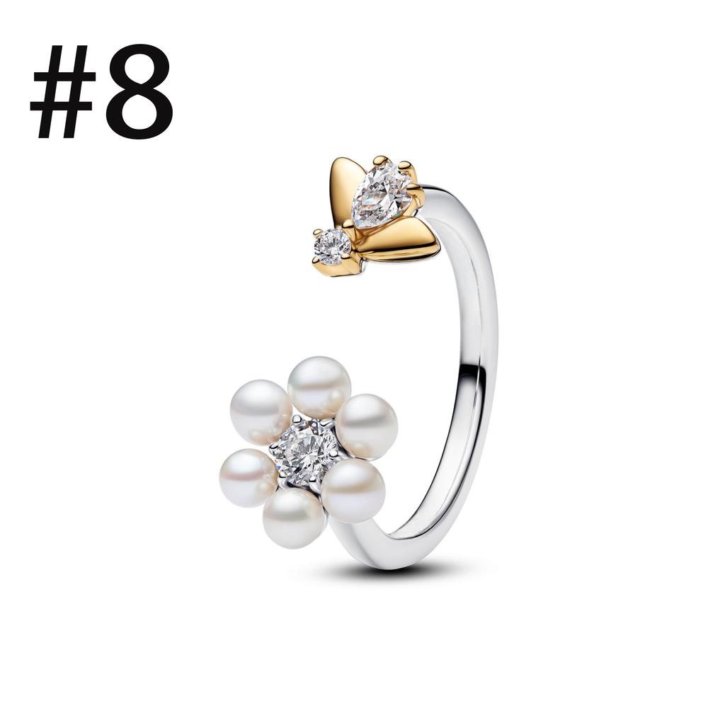 Luxury Original 925 Silver Heart-shaped Bow Flower Ring Fit Women's High-end Jewelry Parties Valentine's Day Gifts