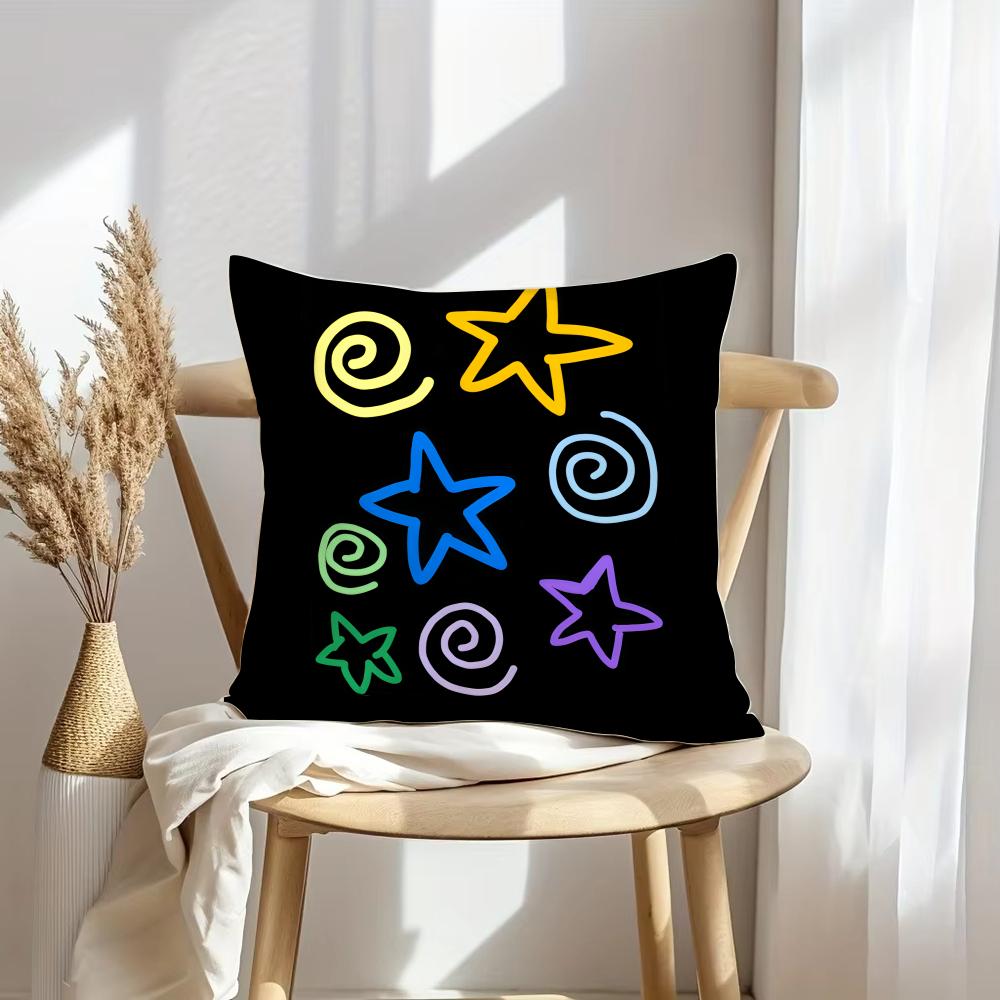 Abstract Star Art Cushion Cover Soft Plush Throw Pillow Cover | Double-Sided Decorative Cushion Case | Sofa Bedroom Home Decor