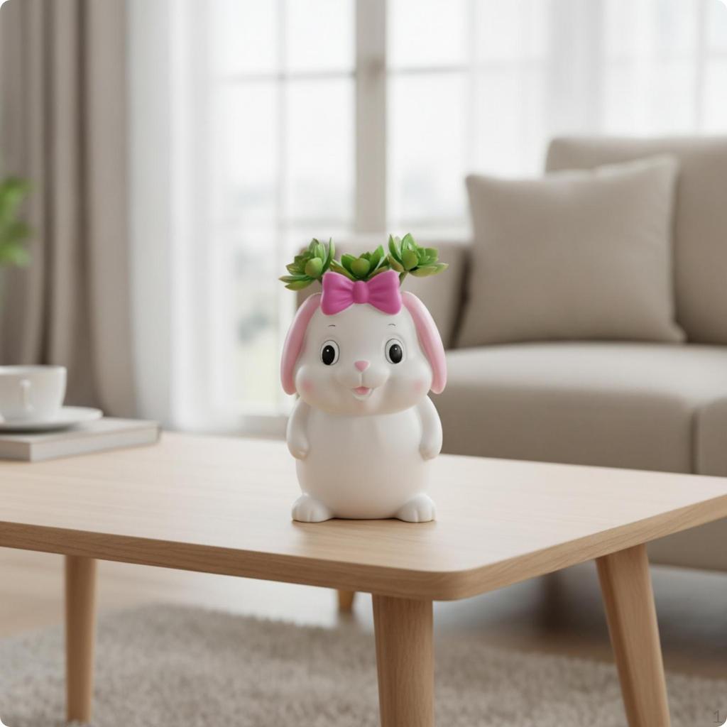 Hare Planter Charming Tabletop Flower Pot for Windowsill, Office, Balcony