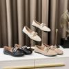 Mode Metallketten flache Schuhe Frau Perlennieten Slipper Loafer weiche Sohle eckige Zehenpartie Kettenband Mokassins Damen Flats große Größe