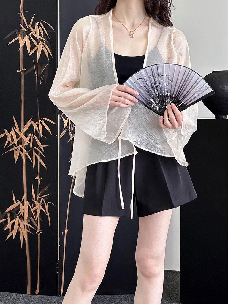 Ju Zhi 2024 Spring/Summer Women's Chinese Style Long Sleeve Sun Protection Cardigan.