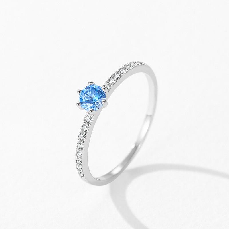 Ada Jewelry Bijoux En Argent Sterling 925 Silver Simple Elegant Style Index Finger Ring With Blue Zircon