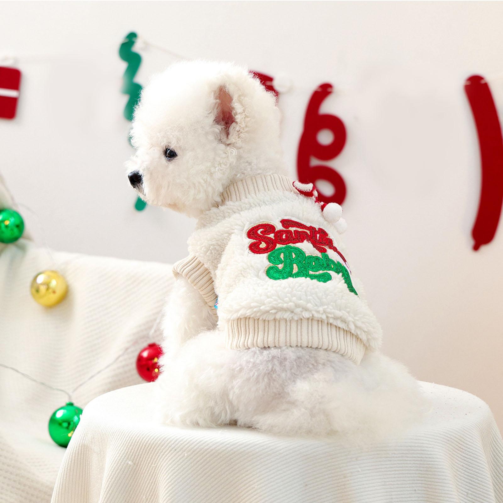 

Праздничная одежда для питомцев, милый щенок и повседневная модная одежда, рождественская детская плюшевая одежда S белый