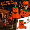 Skelett Kostüm Set mit Halloween Kürbis Zylinder für Außenhof Dekoration und Große Skelett Accessoires