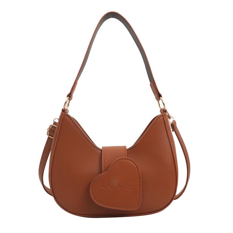 Chic Square-shaped Single Shoulder Bag Women Winter New Trendy Heart-shaped Crossbody Bag коричневый