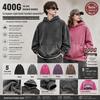 Heavyweight Washed Vintage Hoodie - 400g, Unisex, Loose Fit, Long Sleeve, Autumn/Winter Style, American Trendy Brand.