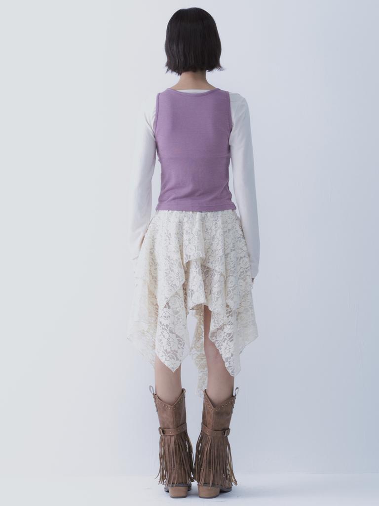 Cecese Lace Up Lace Skirt Ivory