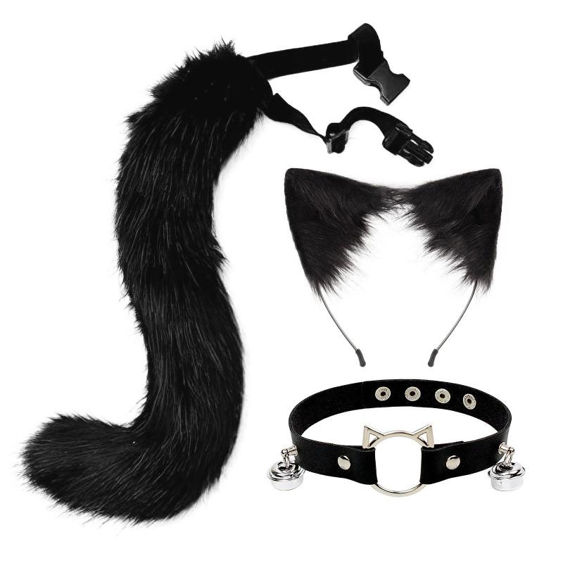 Anime Cosplay Fuchsohr Stirnband Schwanz Set Mit Kragen Accessoire Kostümparty