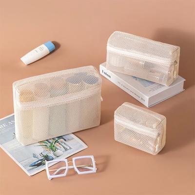 1pc Portable Breathable Cosmetics Mesh Bag Make Up Organizer Bag Travel Toiletries Storage Bag Multifunctional Pouch