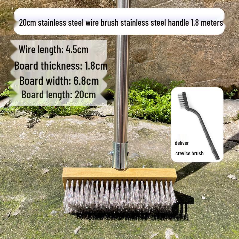 Stainless Steel Wire Floor Scrubber with Long Handle and Hard Bristles