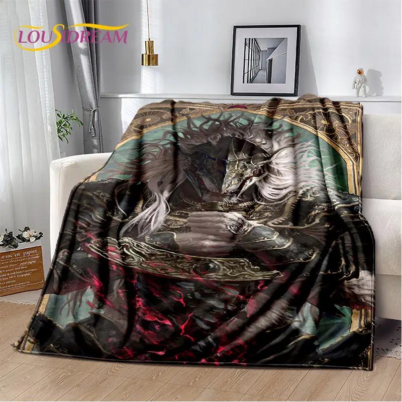 Elden Ring Jeu Joueur Couverture Peluche Douce Imprimée en 3D, Couverture Flanelle Couverture Jetée pour Salon Chambre à Coucher Lit Canapé Couverture Pique-nique