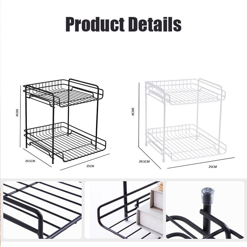 Desktop Doppelschicht-Aufbewahrungsregal Organisieren Büroschreibtisch Kosmetik Schreibwaren Bücherregal Küche Schlafzimmer Eisenkunst Organizer
