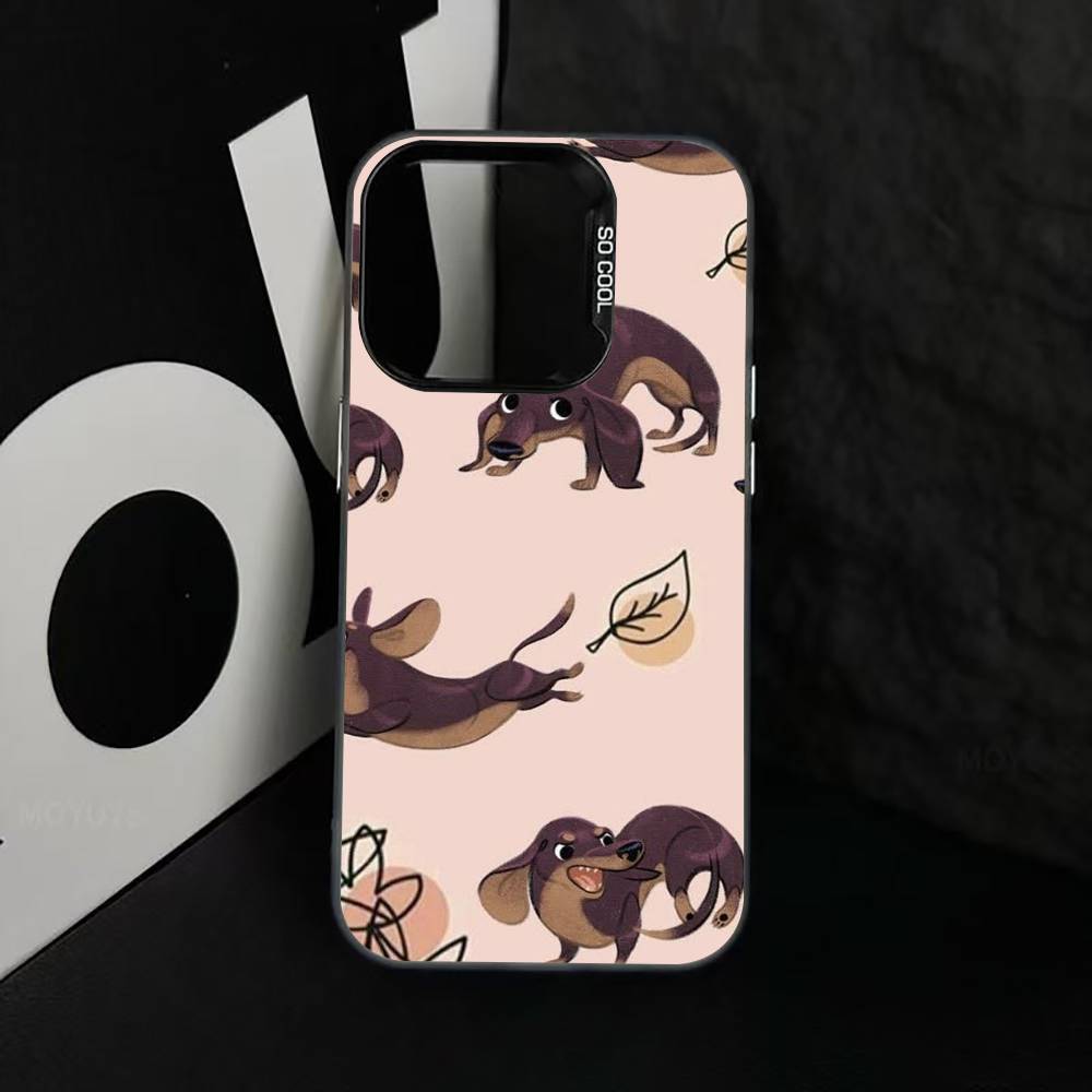 

C-Cute C-Cartoon D-Dachshund Phone Case For iPhone 17,16,15,14,13,12,11 Plus,Pro Max,XS,Colored Silver Plated Inside Cover iPhone11PROMAX
