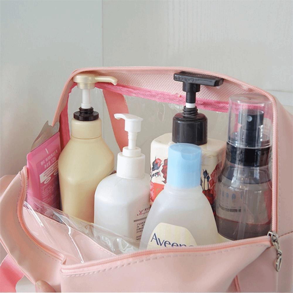 Zipper Closure Portable Toiletry Pouch Transparent Women Wash Pack  Daily Storage