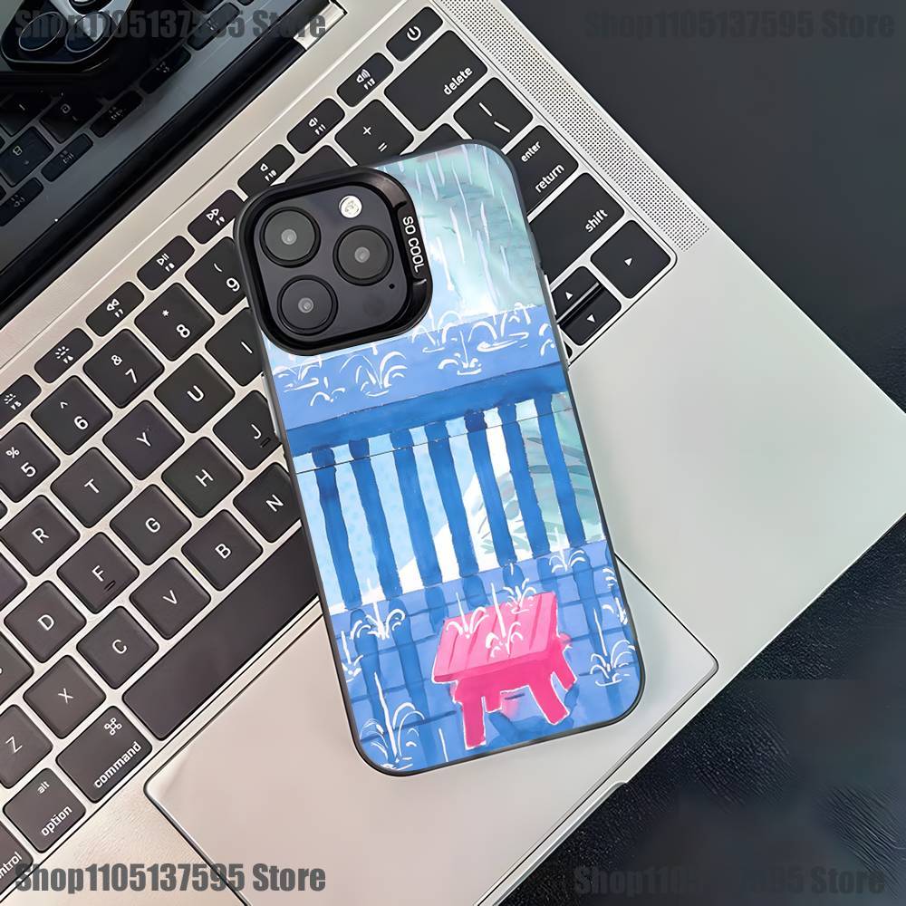 Coque de téléphone Art David Hockney Pour iPhone 17,16,15,14,13,12,11,Pro,XS,Max,Plus,Mini,SE4,E Noir Mat Housse antichoc